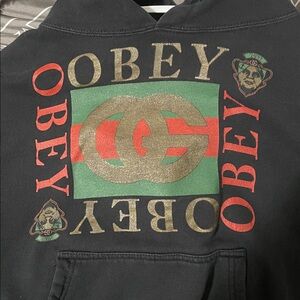 RARE OBEY AND GUCCI STYLE MERGED HOODIE